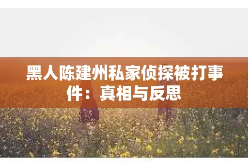 黑人陈建州私家侦探被打事件：真相与反思