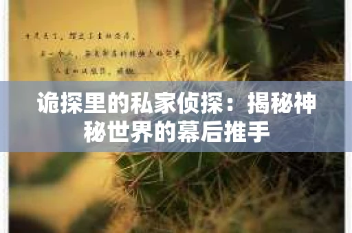 诡探里的私家侦探：揭秘神秘世界的幕后推手