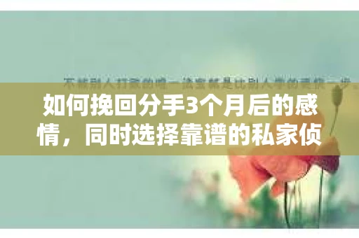 如何挽回分手3个月后的感情，同时选择靠谱的私家侦探社？
